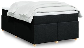 vidaXL Pat box spring cu saltea, negru, 120x200 cm, textil