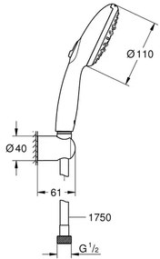 Set de dus cu porter Grohe Tempesta 110 crom 3 functii