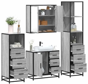 vidaXL Set de mobilier de baie 4 piese Lemn stratificat gri Sonoma