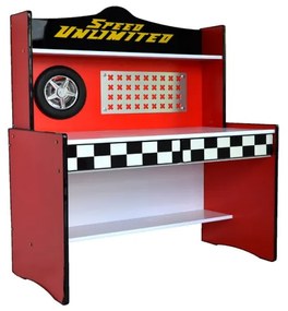 Birou Speed 121x145x60 cm MDF Rosu Negru