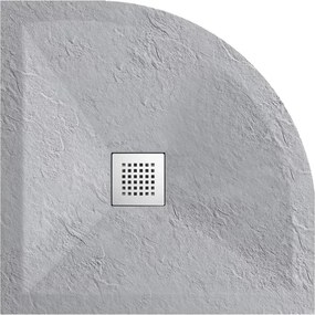 Cadita dus semirotunda Balneo Stone Tray din compozit 90x90 gri deschis