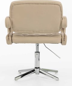 HR8403CROSS Scaun Crem Piele Ecologica Premium Soft cu Bază Cromata