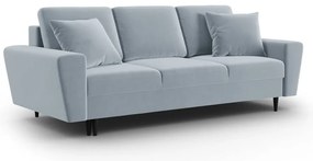 Canapea albastru-deschis extensibilă, cu spațiu de depozitare cu tapițerie din catifea 235 cm Kyoto – Cosmopolitan Design