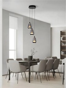 Lustra moderna cu 3 pendule LED, Metal, Sticla, Fumuriu, ALISH