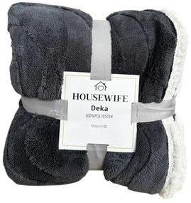 Patura de lux din microplus NESTIVE gri inchis, imitatie de miel Dimensiuni: 200 x 230 cm