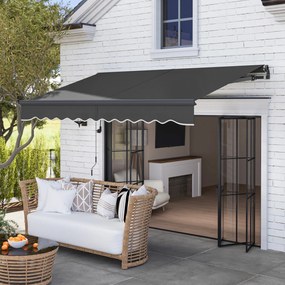 Outsunny Pergolă cu Prindere Fără șuruburi cu Manivelă Electrică, Ajustabilă în Înălțime, Pergolă cu Brațe Articulate 300 cm Lățime Gri Închis | Aosom Romania