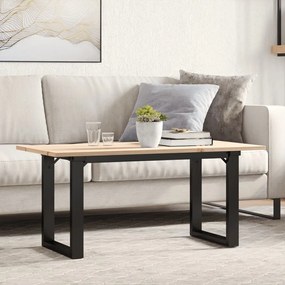vidaXL Masă de cafea, cadru O, 100x50x45 cm, lemn masiv pin și Oţel