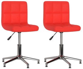 334407 vidaXL Scaune de sufragerie pivotante 2 buc. roșu piele artificială