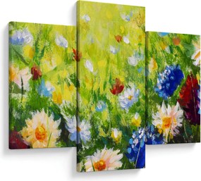 Tablou - Pictură în ulei, pajiște înflorită (90x60 cm)