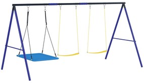 Set de leagăne AIYAPLAY pentru 3 copii, 120 kg capacitate de încărcare, leagăne pentru exterior, Multicolor | Aosom Romania