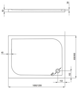 Cadita dus dreptunghiulara 100x90 cm Deante Cubic alb 1000x900 mm