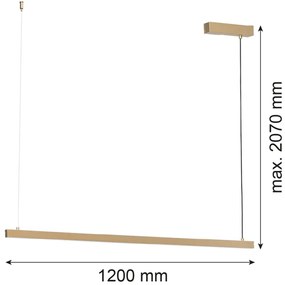 Lustra suspendata LED, 120cm, Otel, Auriu, MIAMI