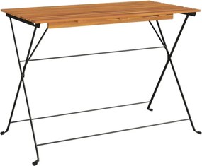 vidaXL Masă bistro pliabilă, 100x54x71 cm, lemn masiv de acacia & oțel