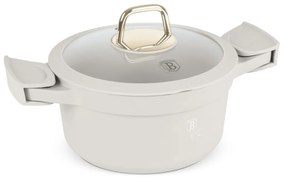 Oală cu capac 20 cm, 2.8L – Berlinger Haus Sahara Collection BH 7786, crem, cu mânere din silicon detașabile, strat titan antiaderent