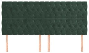 Tablii de pat, 4 buc, verde inchis, 100x7x78 88 cm, catifea 4, Verde inchis, 200 x 7 x 118 128 cm