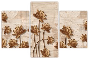 Tablou cu abstracția florilor - maro (90x60 cm)