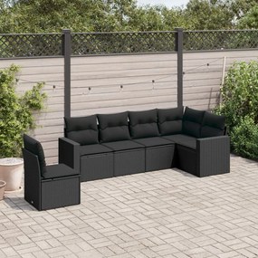 3251362 vidaXL Set mobilier de grădină cu perne, 6 piese, negru, poliratan