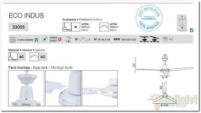 Ventilator modern cu regulator de perete diam.120cm Eco Indus 33005
