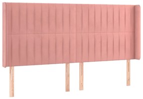 3119883 vidaXL Tăblie de pat cu aripioare, roz, 183x16x118/128 cm, catifea
