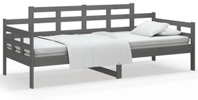 820329 vidaXL Pat de zi, gri, 90x200 cm, lemn masiv de pin