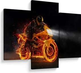 Tablou - Motociclist cu flăcări (90x60 cm)