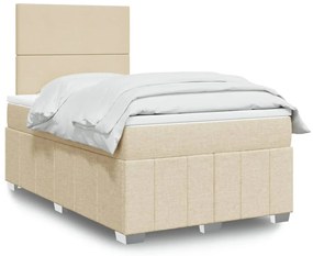 vidaXL Pat continental cu saltea, crem, 120x190 cm, textil