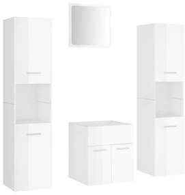 3071042 vidaXL Set mobilier de baie, alb extralucios, lemn prelucrat