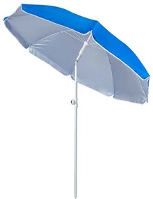 Umbrela de plaja MUHLER 2119 1008628, Ø160 cm, 195 cm inaltime, 8 spite, Protectie UV UPF 50+, Brat detasabil, Albastru