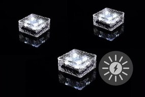 Set de 3 bucăți de iluminat solar - cub de sticlă - alb