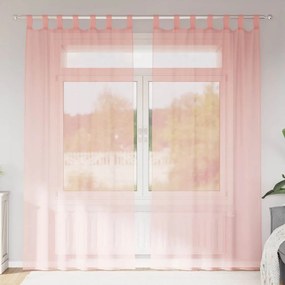 vidaXL Perdele Voile cu Bucle 2 buc Roz 140x245 cm
