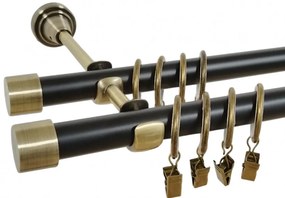 Galerie dubla duo DOP 19/19 mm negru aur antic (Alege marime: 180 cm)