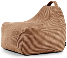 Fotoliu puf pentru copii maro cu tapițerie din catifea reiată Game Amuse – SLOWDOWN