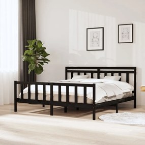3100977 vidaXL Cadru de pat Super King 6FT, negru, 180x200 cm, lemn masiv