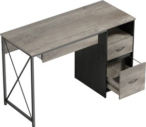 HOMCOM Birou de calculator, 120×50cm, birou cu depozitare, blat pentru tastatură, compartiment deschis și 2 sertare, gri | Aosom Romania