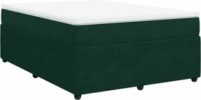 vidaXL Pat box spring cu saltea, verde închis, 140x200 cm, catifea
