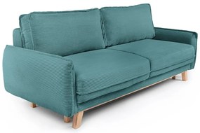 Canapea turcoaz extensibilă cu tapițerie din catifea reiată 218 cm Tori – Bonami Selection