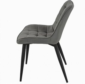 Set masa 80 cm blat MDF si  4 scaune Dnv Homs catifea gri, picioare metalice negre