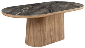 Masa ovala, Ceramica Gri, Furnir Nuc, UNIQUE 200cm A-46380 VC
