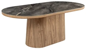 Masa ovala, Ceramica Gri, Furnir Nuc, UNIQUE 200cm A-46380 VC