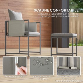 Outsunny Set Mobilier de Grădină din 9 Piese cu Masă, 4 Fotolii și 4 Scaune, 110x110x75 cm, Gri | Aosom Romania
