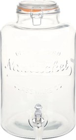 vidaXL Dozator de apă XXL cu robinet, transparent, 8 L, sticlă