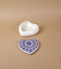 Cutie de depozitare inimioara din ceramică decorativă Tatto Albastru