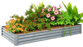 Outsunny Pat de flori dreptunghiular, pat de grădină înalt din oțel galvanizat, fund deschis, 240 x 120 x 30 cm, argintiu gri | Aosom Romania