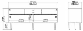 Comoda TV in decor de stejar Jackson Hickory Culoare alba, ELISEO