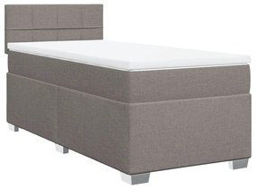 3285747 vidaXL Pat box spring cu saltea, gri taupe, 90x190 cm, textil