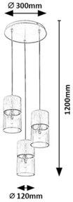 Lustra cu 3 pendule design industrial Zelkova
