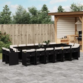 vidaXL Set mobilier de grădină cu perne, 17 piese, negru, poliratan
