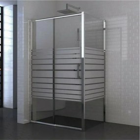 Cabina de dus dreptunghiulara Inter Ceramic cu usa glisanta 140x80 cm crom lucios-alb - transparent cu linii