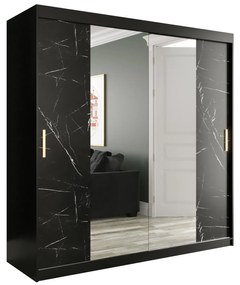 Dulap de haine 200 cm Marbelo T1 (mat negru + marmură neagră). 1064573