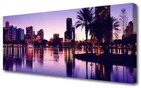 Tablou pe panza canvas Oraș Case Violet Negru